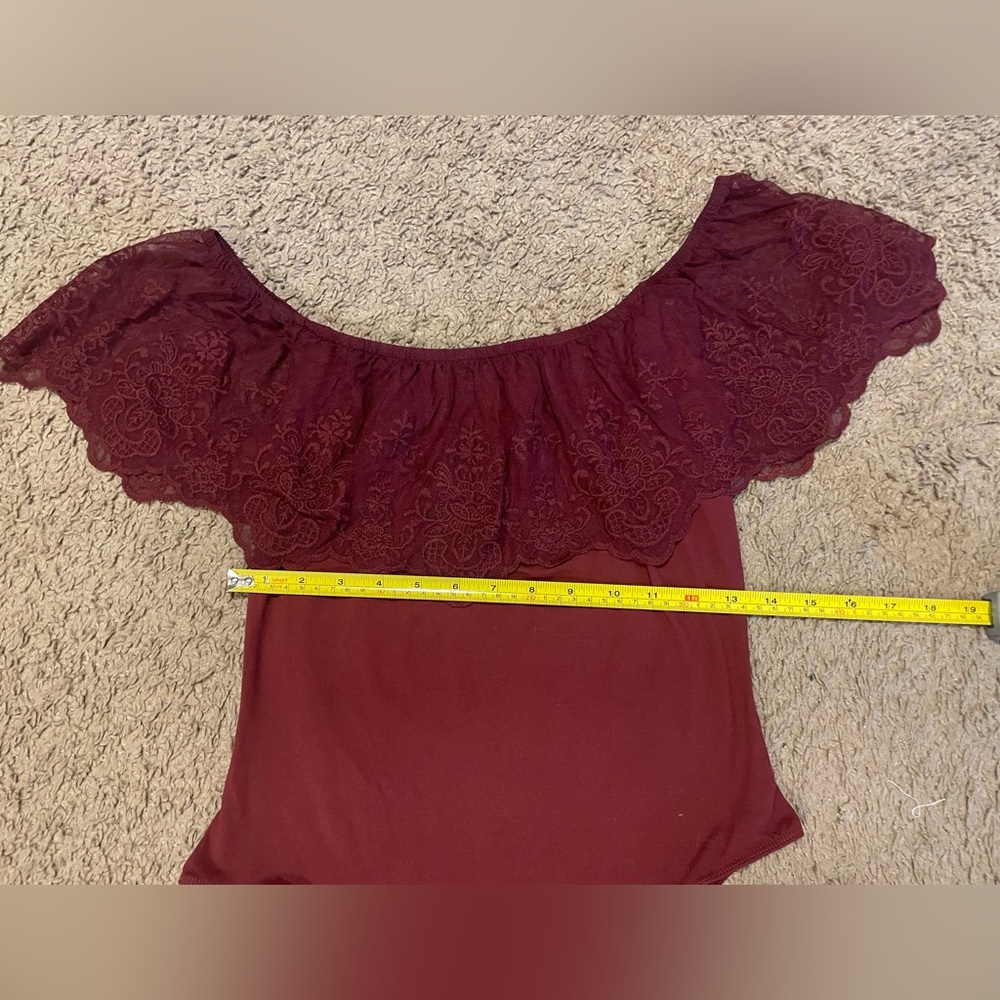 Boutique Lace Off-The-Shoulder Ruffle Bodysuit - Picture 6 of 6